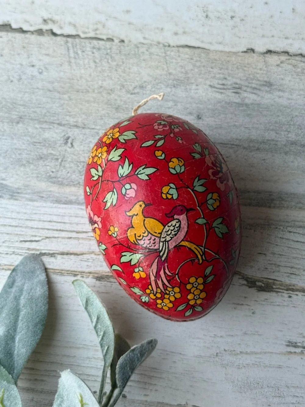 Antique Paper Mache Decorative Easter Egg Candy Container Germany